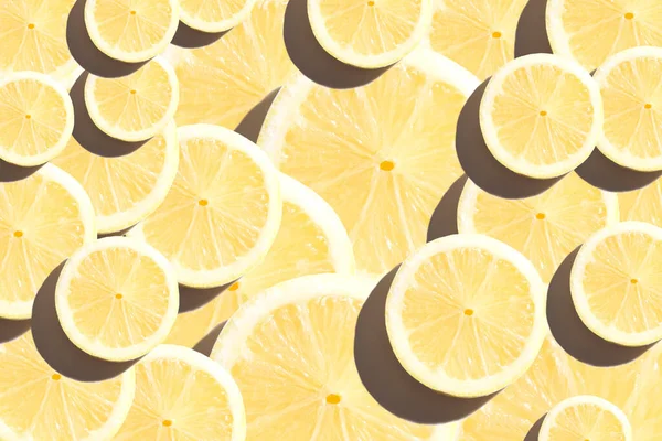 Slices Lemon Textured Background Close Top View — Stock Photo, Image