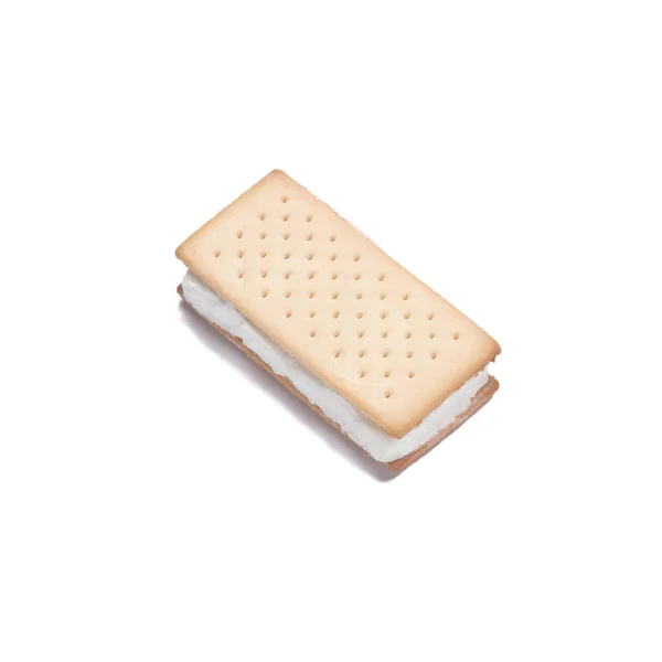Zmrzlinový Sendvič Izolované Bílém Pozadí Copyspace — Stock fotografie