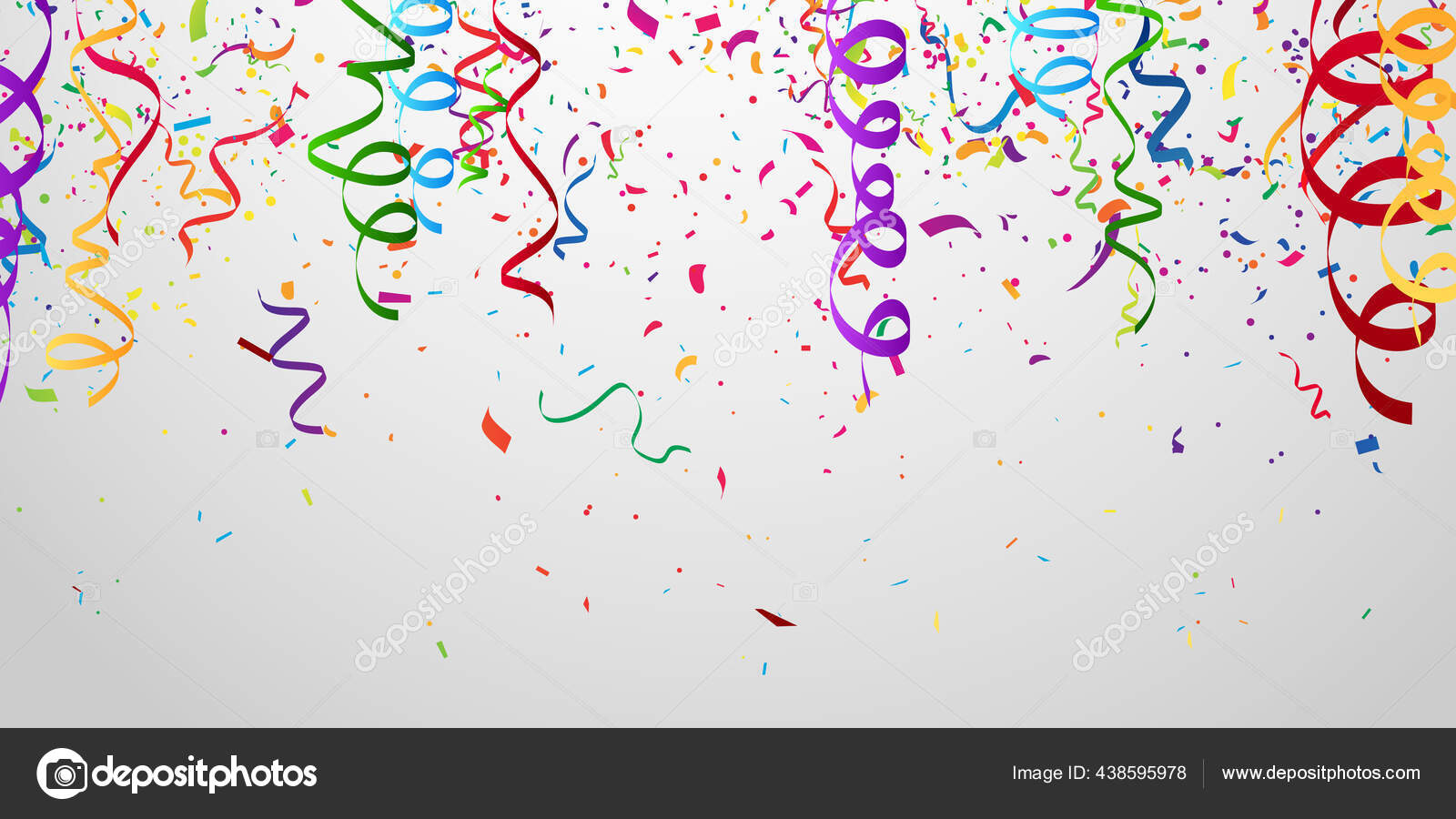 Confeti Cintas Colores Plantilla Fondo Celebración Con Vector de stock  #438595978 de ©hanakaz01, image size:1600x900