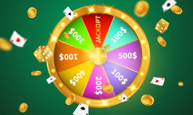 Lucky Wheel Kumarhanesi Lüks VIP davetiyesi Konfeti Kutlama Partisi Kumarhane arkaplanı.