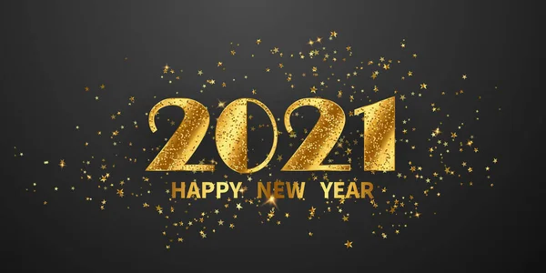 2021 Happy New Year Gold Background Christmas Themed Celebration Party — Stock Vector