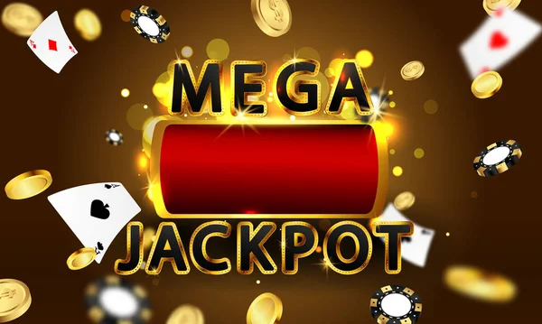 Online Casino Mega Jackpot Frame Gokautomaat Casino Chips Vliegen Realistische — Stockvector