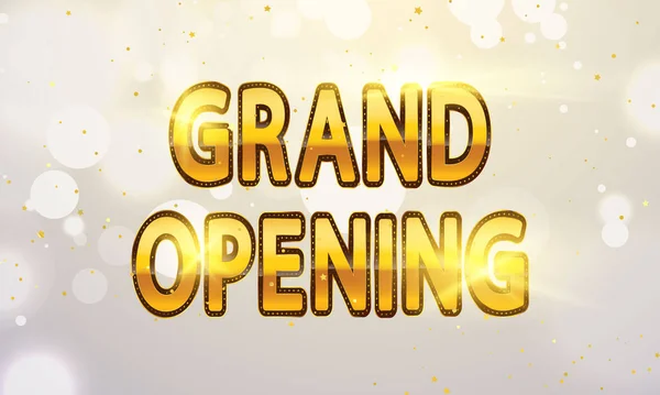 Grand Opening Card Golden Ribbon Background Glitter Frame Template — Stock Vector