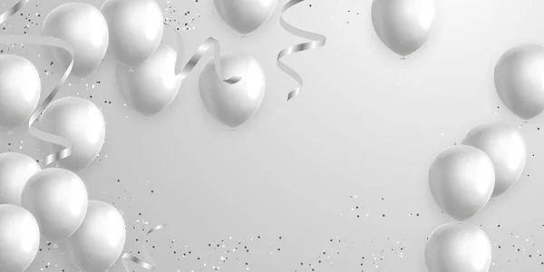 Bannière Fête Cadre Célébration Avec Fond Ballons Gris Vente Illustration — Image vectorielle