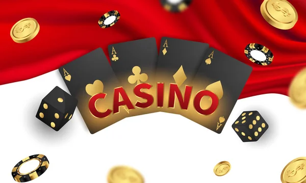 Casino Lujo Vip Invitación Con Confeti Fiesta Celebración Juego Banner — Archivo Imágenes Vectoriales