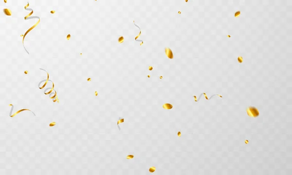 Fitas Ouro Confete Celebração Luxo Saudação Cartão Rico — Vetor de Stock