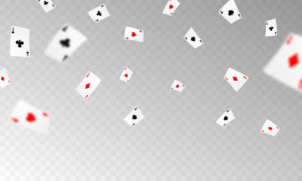 Speelkaart Winnende Poker Hand Casino Chips Vliegen Realistische Tokens Voor — Stockvector