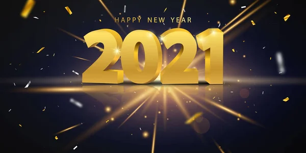 2021 Frohes Neues Jahr Gold Hintergrund Und Weihnachten Motto Feier — Stockvektor