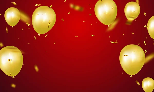 Celebration Party Banner Gold Balloons Background Sale Vector Illustration Grand — Stock Vector