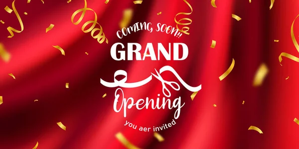 Grand Opening Invitation Card with Red Curtain Stock Illustration