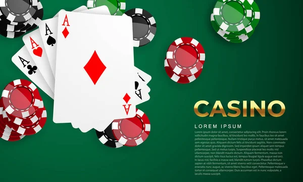 Carte Gioco Vincere Poker Mano Casinò Chip Volare Gettoni Realistici — Vettoriale Stock