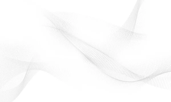 Abstraktes Graues Hintergrundposter Mit Dynamischen Wellen Partikeltechnologie Netzwerk Vektor Abbildung — Stockvektor