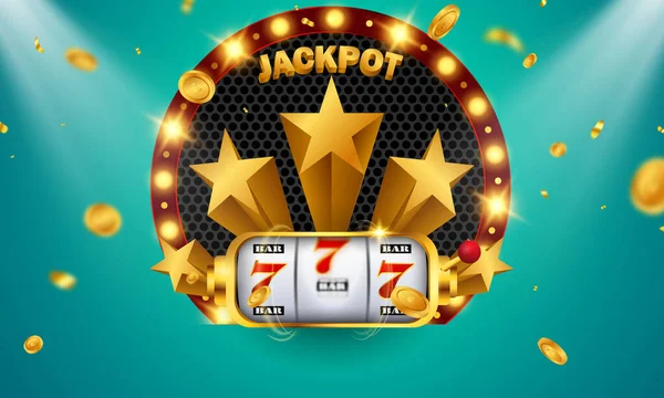 Casino Bannière Jackpot Design Décoré Avec Scintillant Jouer Prix Signe — Image vectorielle