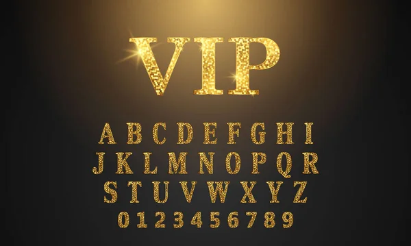 金色字体文字Vip Casino与图解 设定构图 经典风格的金色标识海报邀请函 矢量说明 — 图库矢量图片
