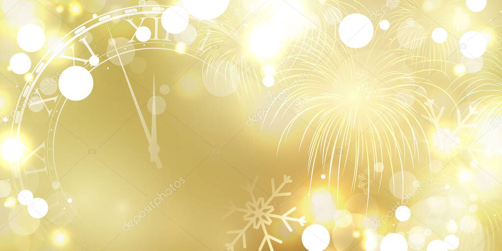 Merry Christmas and Happy New Year background. Celebration background template with fireworks ribbons. luxury greeting rich card.