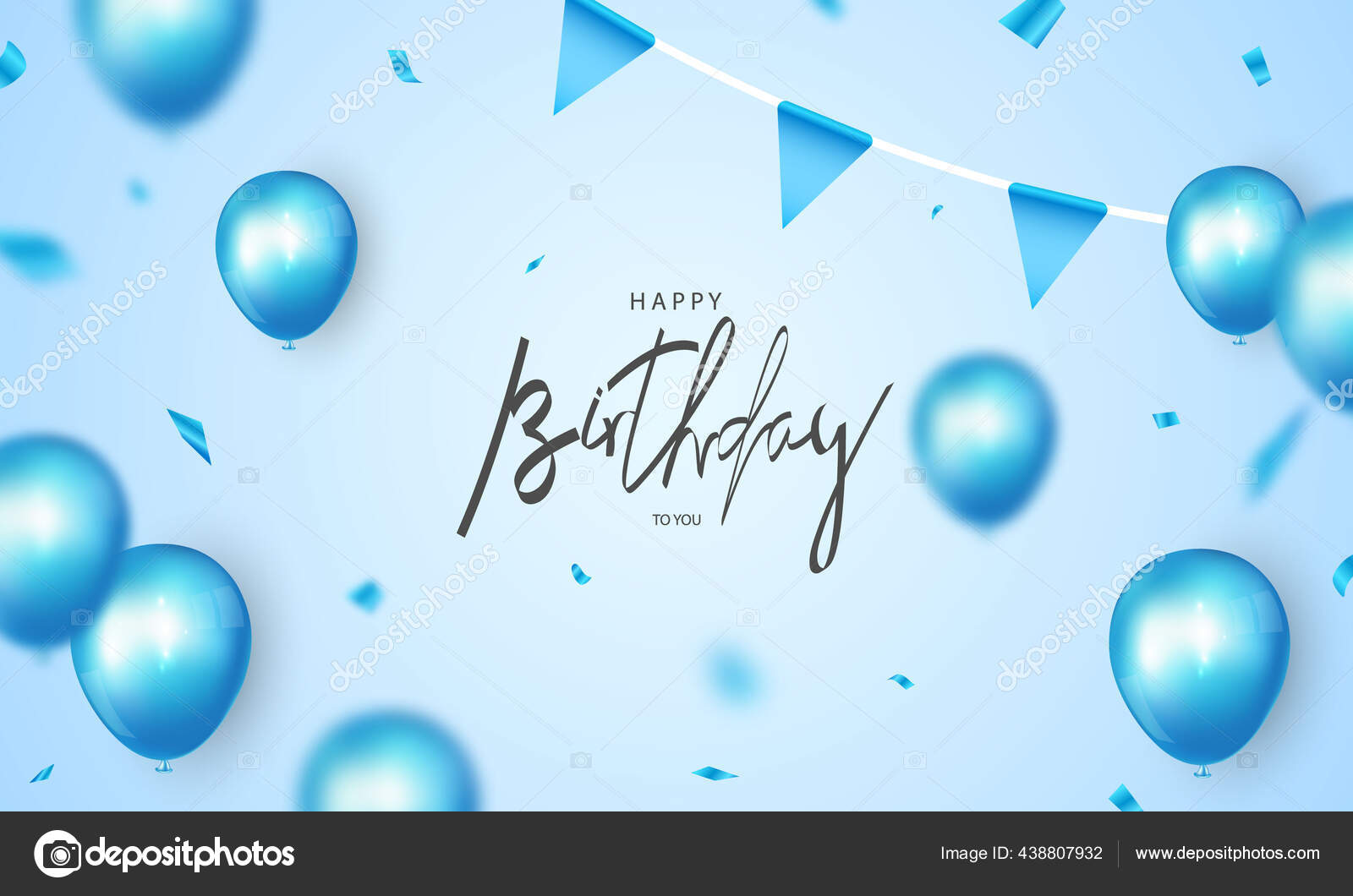 Happy Birthday Banner Blue Celebration Background Stock Vector by
