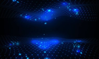 Parçacık Sisi Siber Güvenlik Ağı. büyük veri teknolojisi vektör arkaplanı.