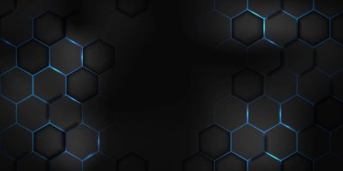 Soyut siyah Hexagon desenli spor Vektör illüstrasyonu. Geometrik arkaplan. Modern şekil konsepti.