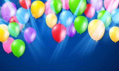 renk balonları konsept tasarım şablonu Mutlu Gün, arkaplan Kutlama Vektörü illüstrasyonu.