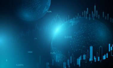 Borsa, diyagramlı ekonomik grafik, iş ve mali kavramlar ve raporlar, soyut teknoloji iletişim konsepti vektör arka planı