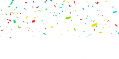 Rastgele düşen renkli konfeti. Patlama parçacıkları kurdeleleri. Kutlama arkaplanı