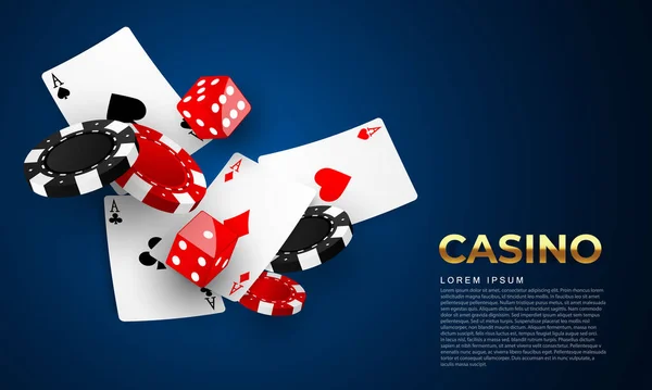 Jugando Cartas Ganar Fichas Casino Mano Póquer Que Vuelan Fichas — Archivo Imágenes Vectoriales