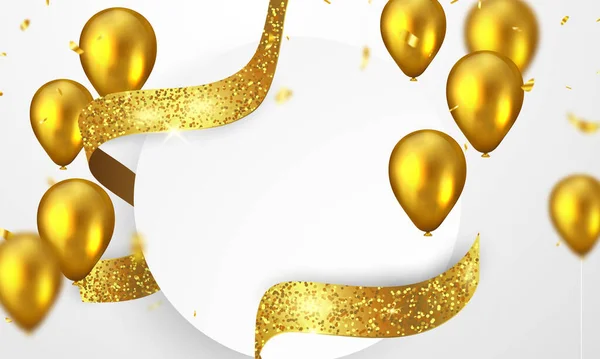 Viering Frame Party Banner Met Gouden Ballonnen Achtergrond Verkoop Vector — Stockvector