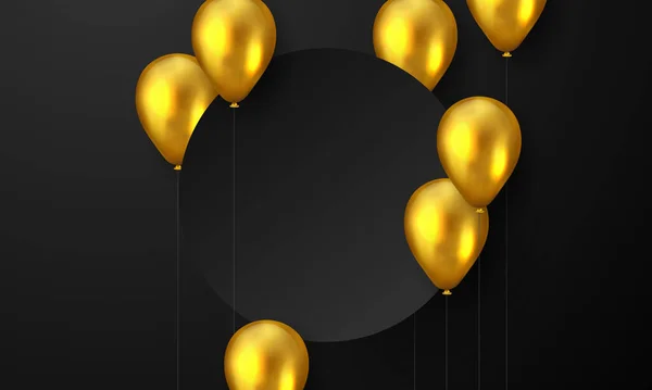 Panji Pesta Perayaan Dengan Latar Belakang Balon Emas Ilustrasi Sale - Stok Vektor