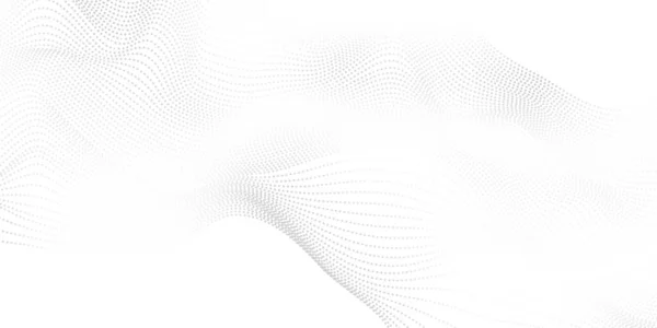 ダイナミック波のある灰色の背景ポスター 粒子技術ネットワーク ベクターイラスト — ストックベクタ