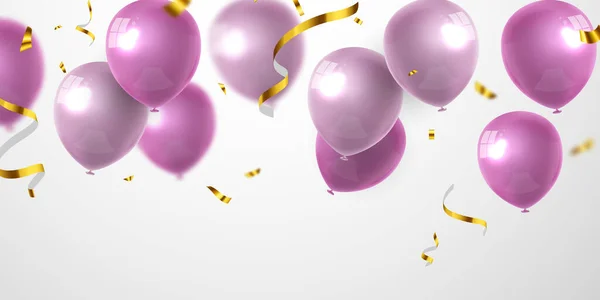 Pembe Balonların Olduğu Bir Kutlama Partisi Afişi Satış Vektörü Illüstrasyonu — Stok Vektör