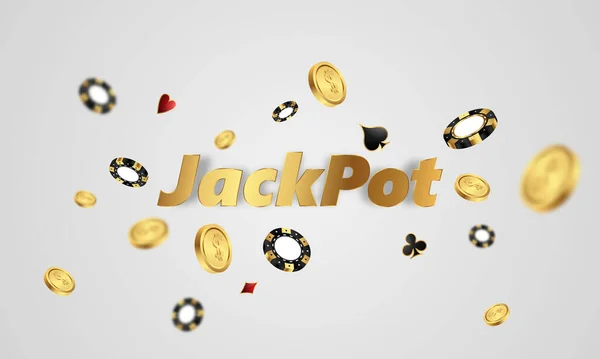 Casino Banner Jackpot Design Dekorerad Med Gyllene Glittrande Spela Pristecken — Stock vektor