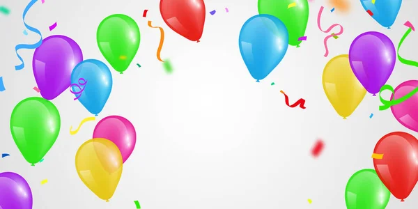 Balões Cor Confete Conceito Modelo Feriado Feliz Dia Fundo Celebração —  Vetores de Stock