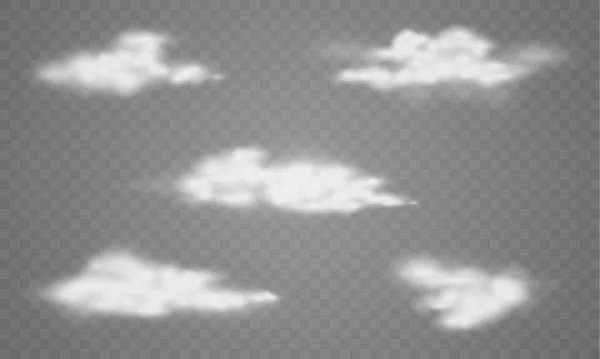 Conjunto Nubes Aisladas Fondo Transparente — Archivo Imágenes Vectoriales