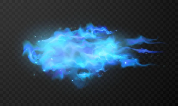 Efecto Ardiente Magia Caliente Chispas Fuego Realista Llamas Azules — Vector de stock