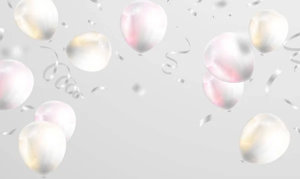 Viering Feest Banner Met Witte Kleur Ballonnen Achtergrond Verkoop Vector — Stockvector