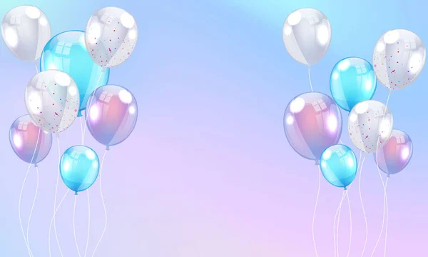 Ballons Fond Coloré Cadre Célébration Avec Confettis — Image vectorielle