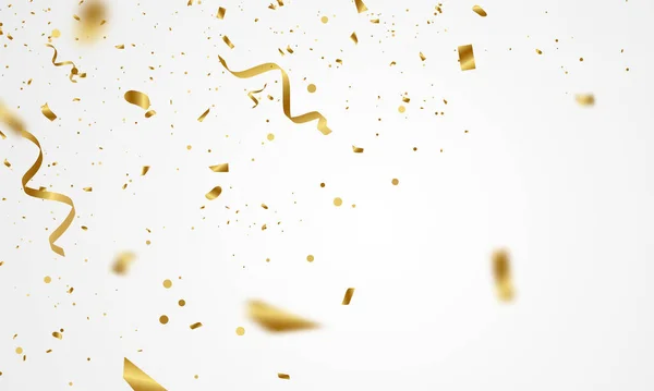 Confetti Gouden Linten Viering Luxe Groet Rijke Kaart — Stockvector
