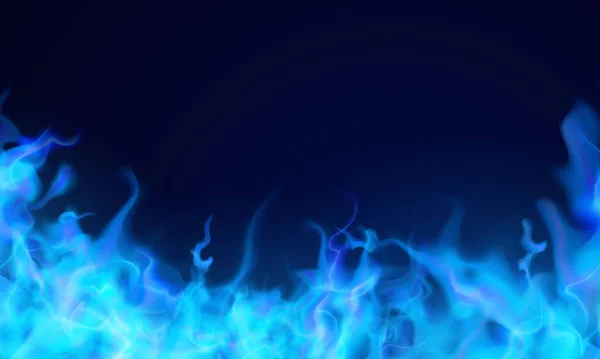 Efecto Ardiente Rojo Caliente Chispas Fuego Realista Llamas Azules — Vector de stock