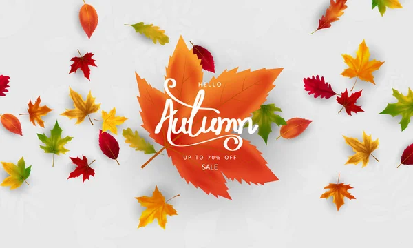Herbst Fallende Blätter Hintergrund Vektor Vorlage — Stockvektor