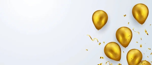 Banner Festa Celebração Com Fundo Balões Ouro Venda Vector Ilustração —  Vetores de Stock