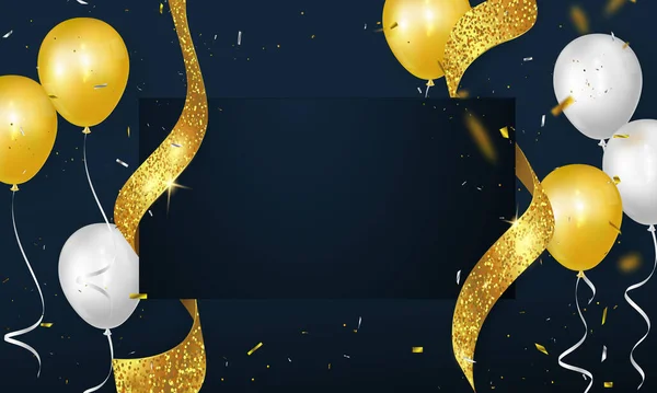 Altın Kurdele Arkaplan Parlak çerçeve şablonuna sahip Büyük Açılış Kartı.