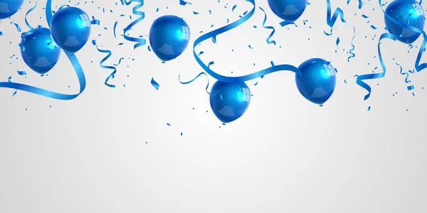 Feestspandoek Met Blauwe Kleur Ballonnen Achtergrond Verkoop Vector Illustratie Grand — Stockvector