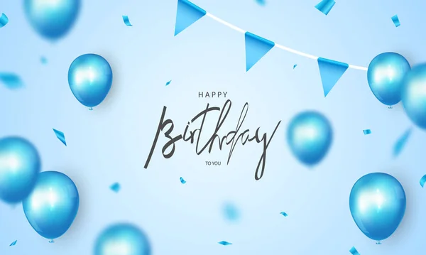 Happy Birthday Banner Blue Celebration Background — Stock Vector