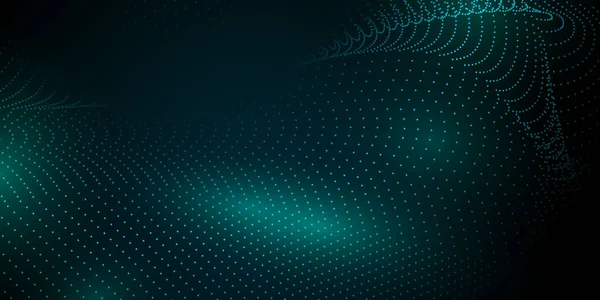 Abstraktes Grünes Muster Und Hintergrundposter Mit Dynamischem Dreieck Technologie Partikelnebel — Stockvektor