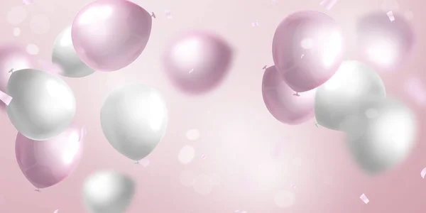 Fête Célébration Bannière Avec Fond Ballons Couleur Rose Vente Illustration — Image vectorielle