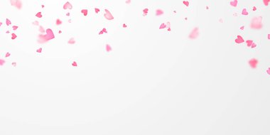 Sevgililer Günü, afiş şablonu. Konfeti kalp kurdeleleri. Lüks tebrik kartı..