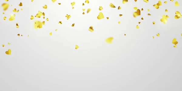 Valentijnsdag Spandoek Sjabloon Confetti Hart Gouden Linten Viering Luxe Groet — Stockvector