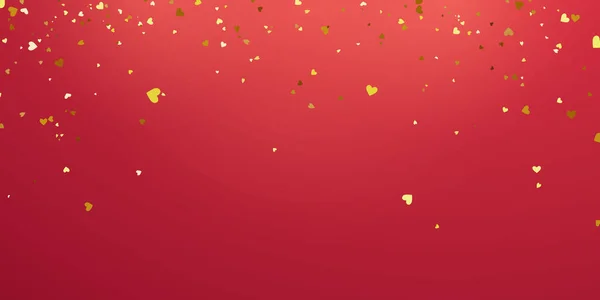 San Valentino Modello Banner Nastri Oro Cuore Coriandoli Celebrazione Lusso — Vettoriale Stock