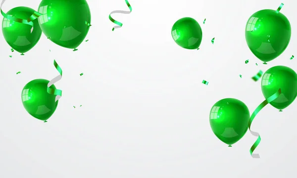 Yeşil Balonların Olduğu Bir Kutlama Partisi Afişi Satış Vektörü Illüstrasyonu — Stok Vektör