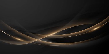 Lüks altın elementler vektör illüstrasyonlu soyut modern tasarım siyah zemin.